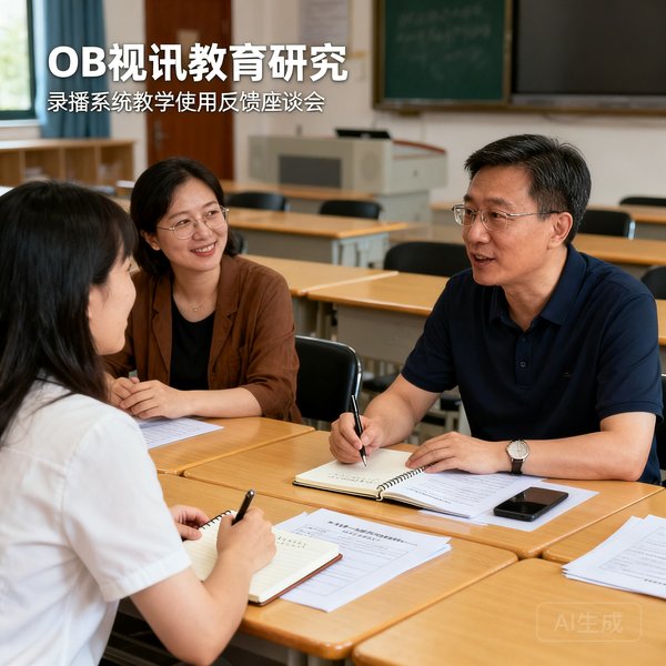 OB视讯教育研究总监刘老师在合作学校与一线教师座谈，收集录播系统在实际教学场景中的使用反馈和改进建议